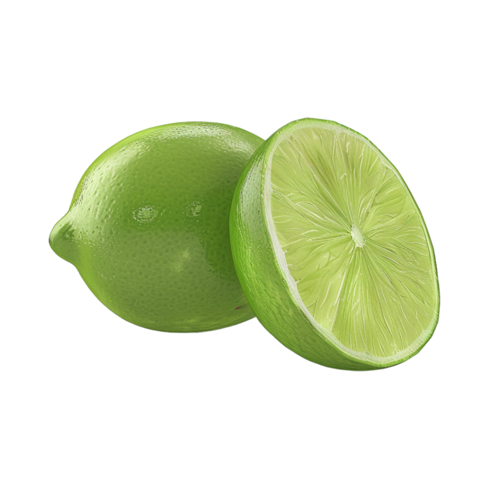 Green Lemon with Slice on Transparent Background png