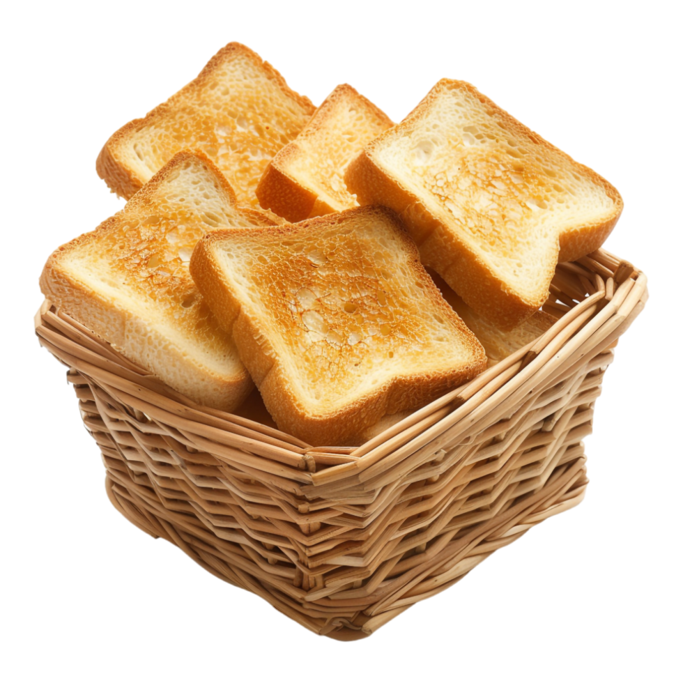 White Bread in a Basket on Transparent Background png