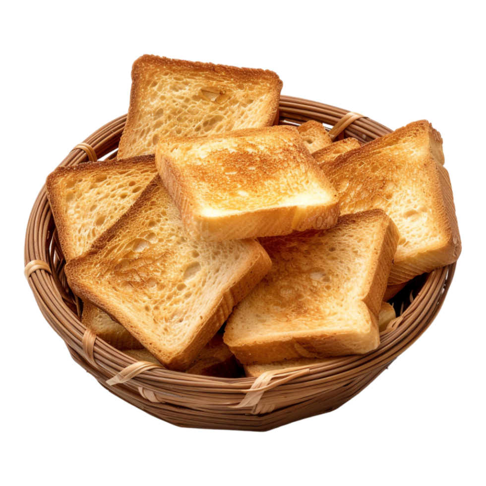 White Bread in a Basket on Transparent Background png