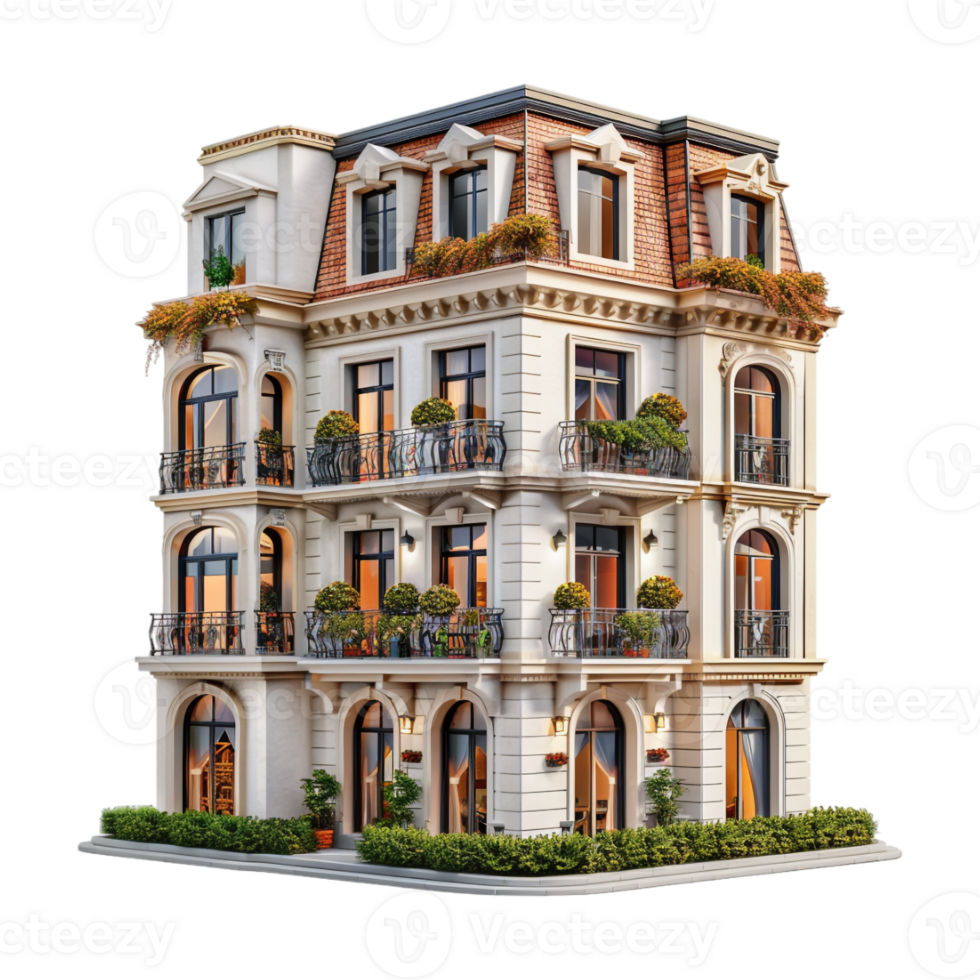 Residential Building on Transparent Background png