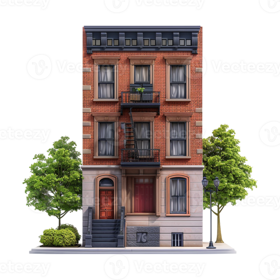 Residential Building on Transparent Background png