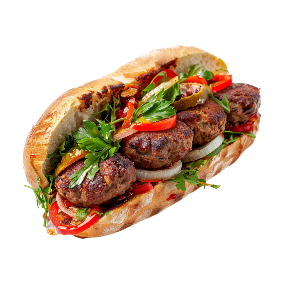 Meat ball sandwich on Transparent Background png