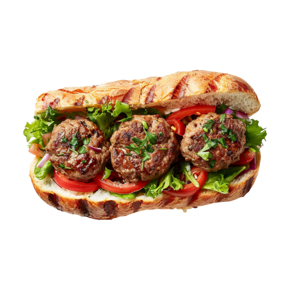 Meat ball sandwich on Transparent Background png
