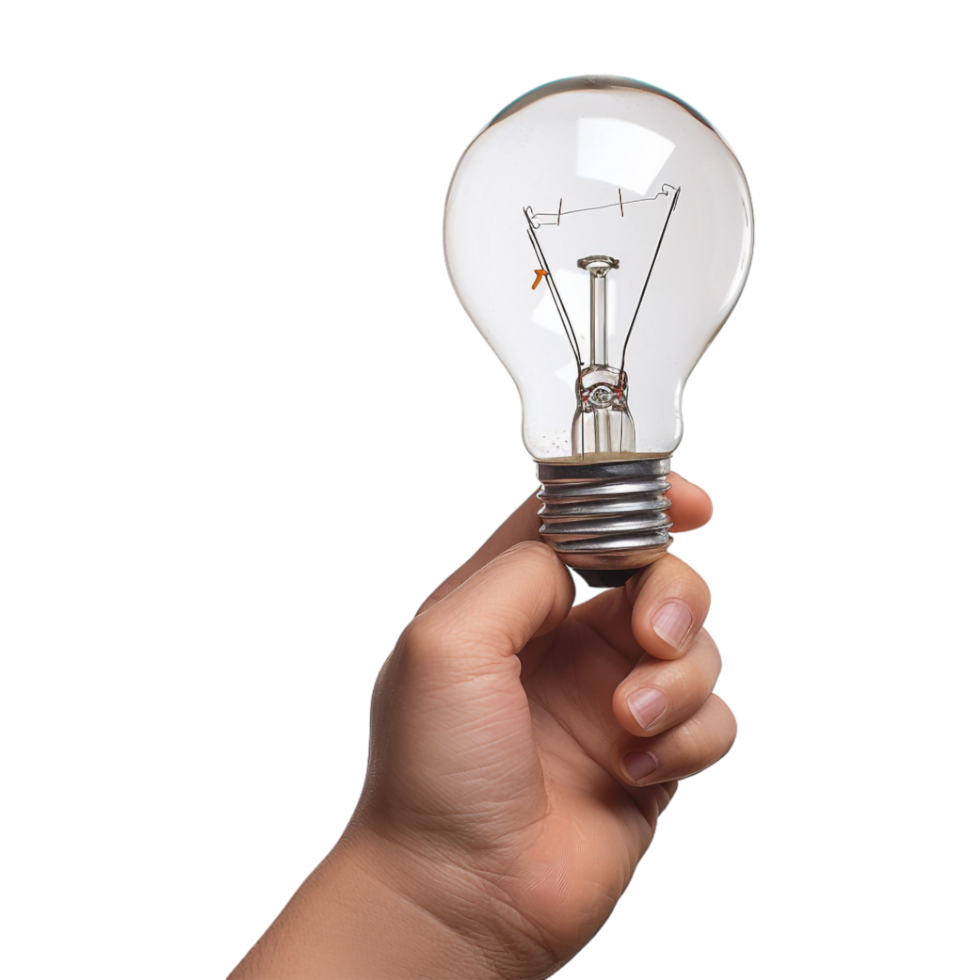 Light Bulb in Hand on Transparent Background png