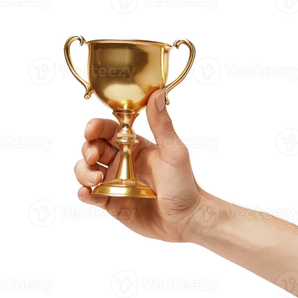 Champion Cup in Hand on Transparent Background png