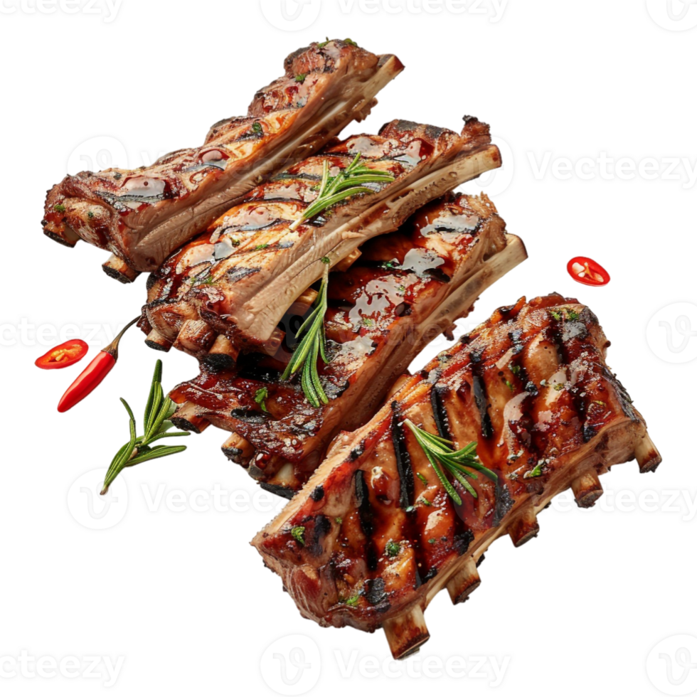 Mutton Grilled Ribs Piece on Transparent Background png