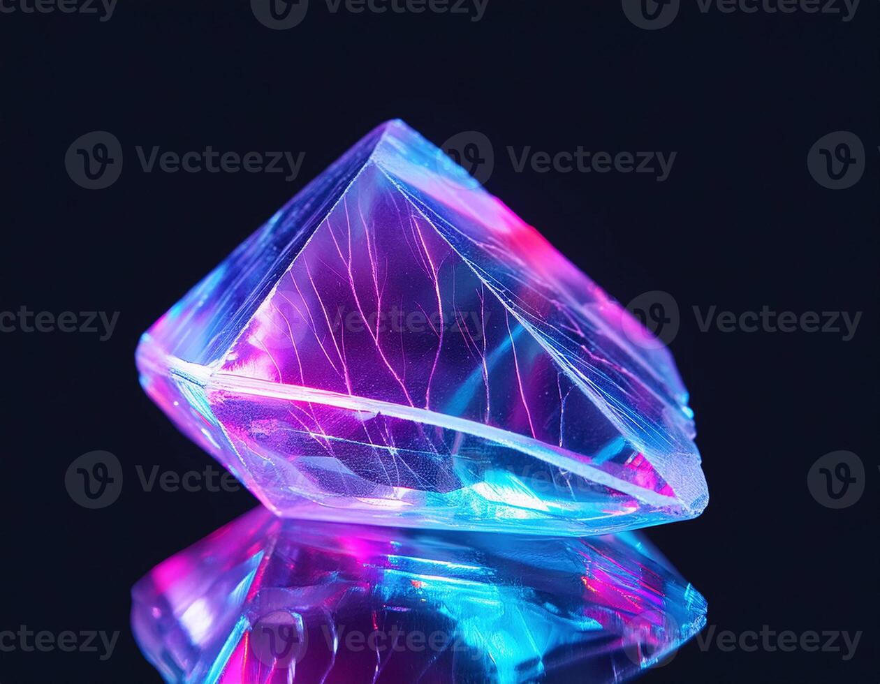 a crystal with a blue and pink light photo