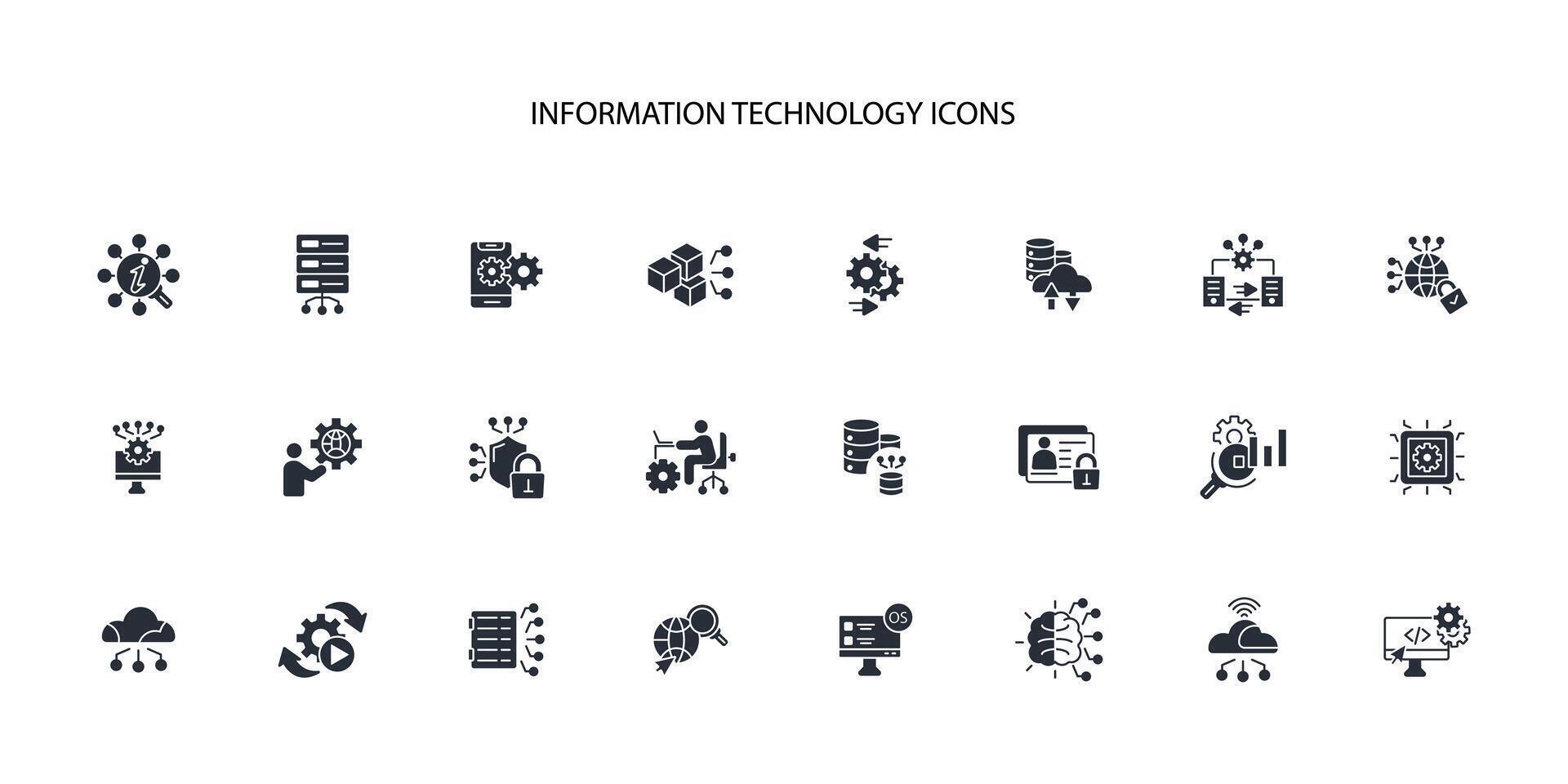 Information Technology icon set..Editable stroke.linear style sign for use web design,logo.Symbol illustration. vector