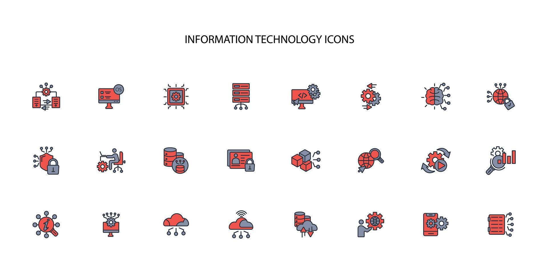 Information Technology icon set..Editable stroke.linear style sign for use web design,logo.Symbol illustration. vector