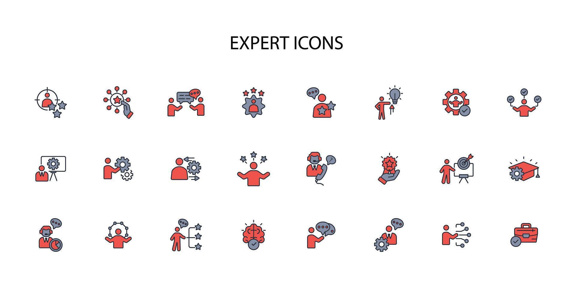 Expert icon set..Editable stroke.linear style sign for use web design,logo.Symbol illustration. vector