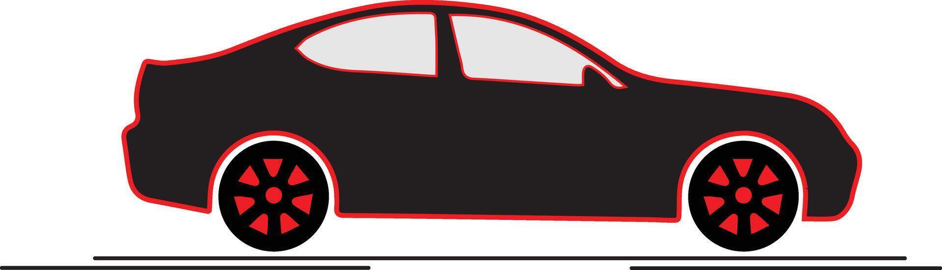 Car symbol icon - Black and red Stock , 2d, isolated - illustration vector