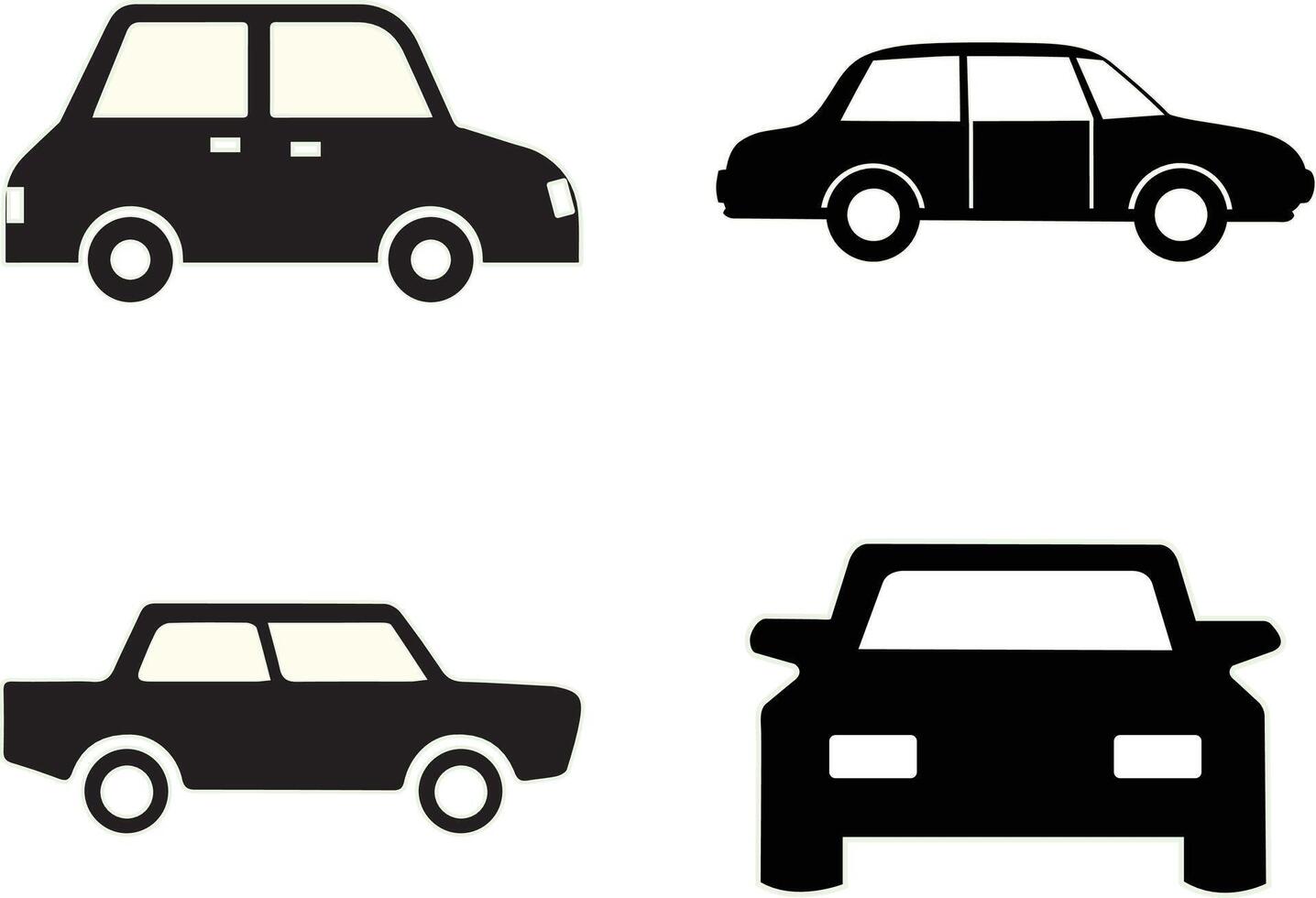 Old car logo icon set. Motor vehicle silhouette emblems. Auto garage dealership brand identity design elements. illustrations. vector