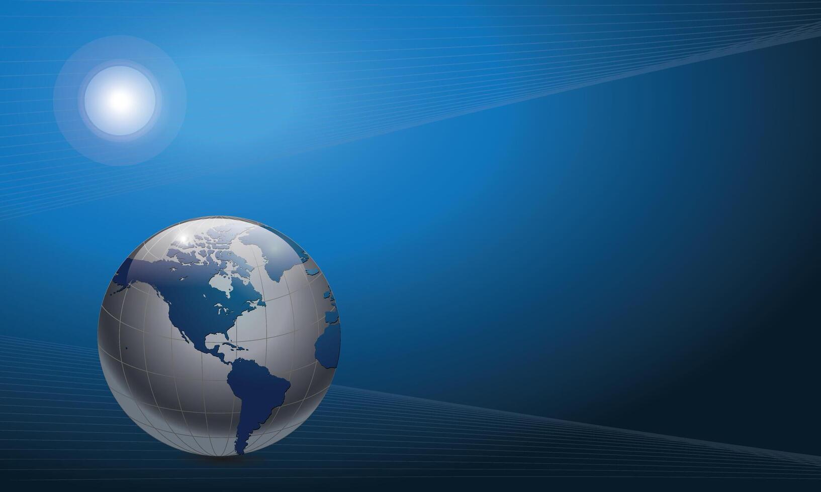 globe and solar light flare on black blue background vector