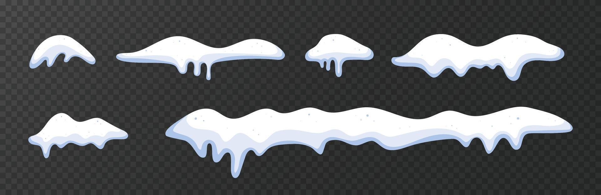 Snow pile collection. Snow winter decoration flat set. vector