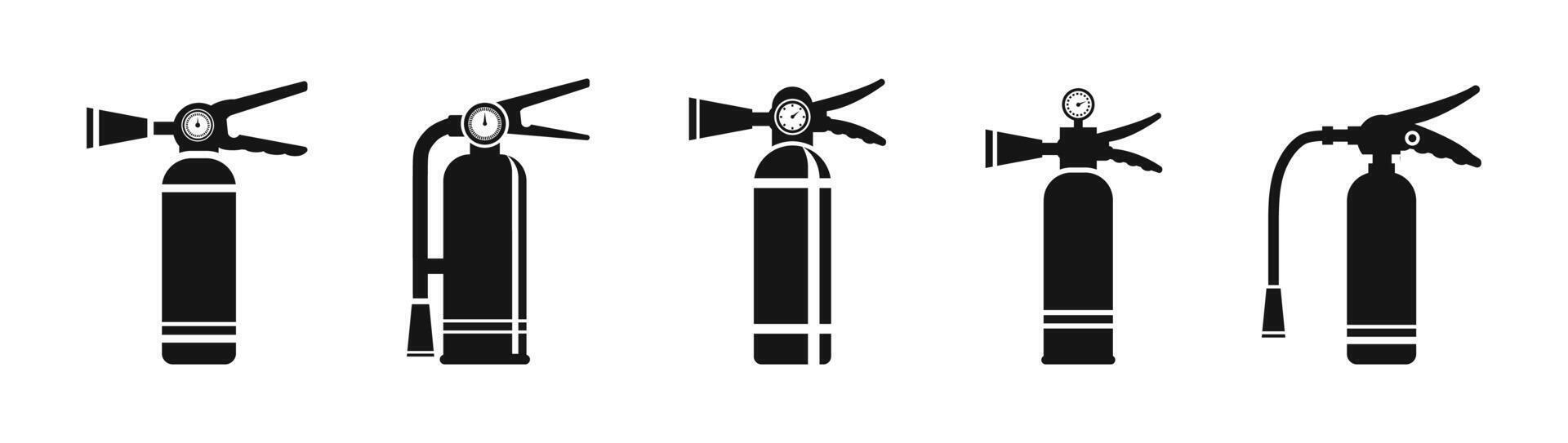 Fire extinguisher icon set. Fire accident safety concept icons. vector