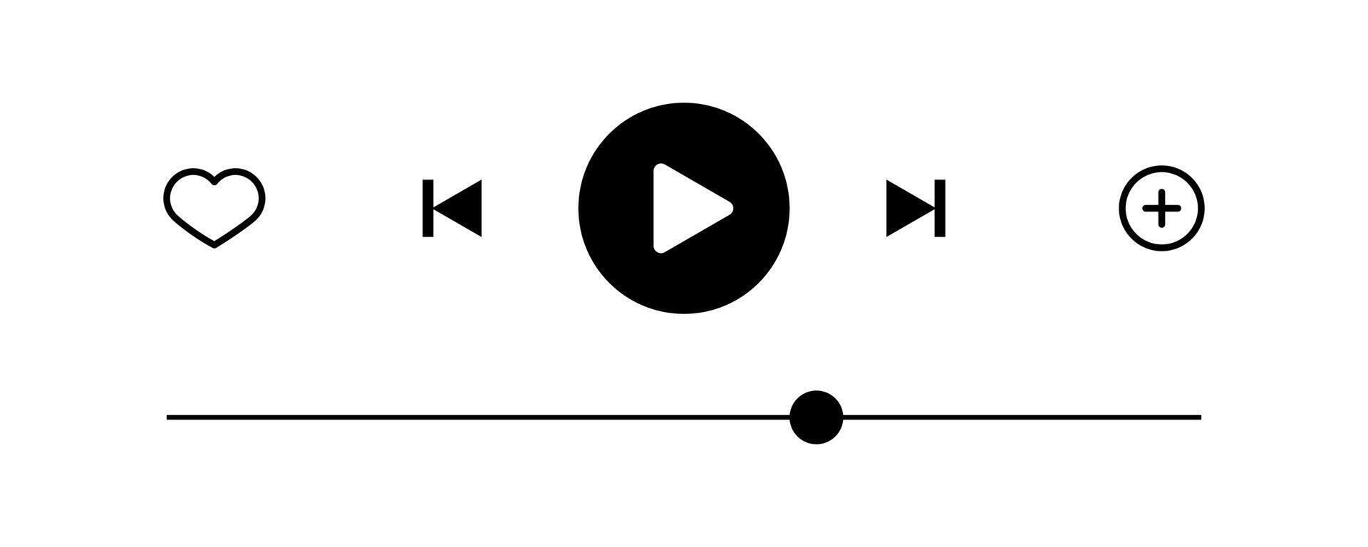 Media player interface. Music app buttons. vector
