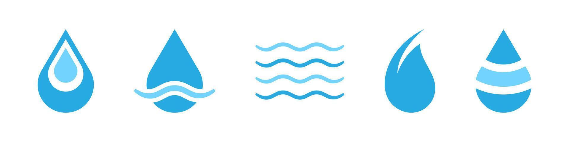 Water drop logotype set. Fresh liquid concept icons. vector