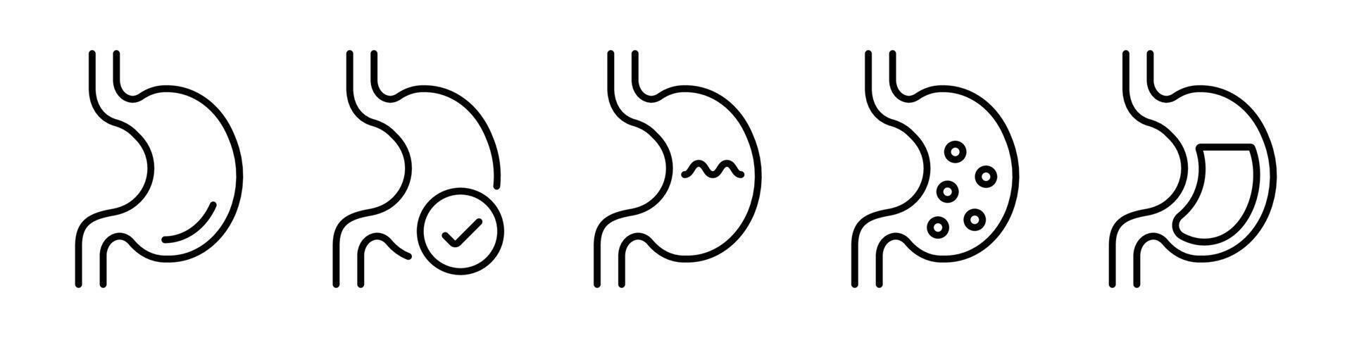 Stomach ache and pain icons. Stomach icons. Stomach illustration vector