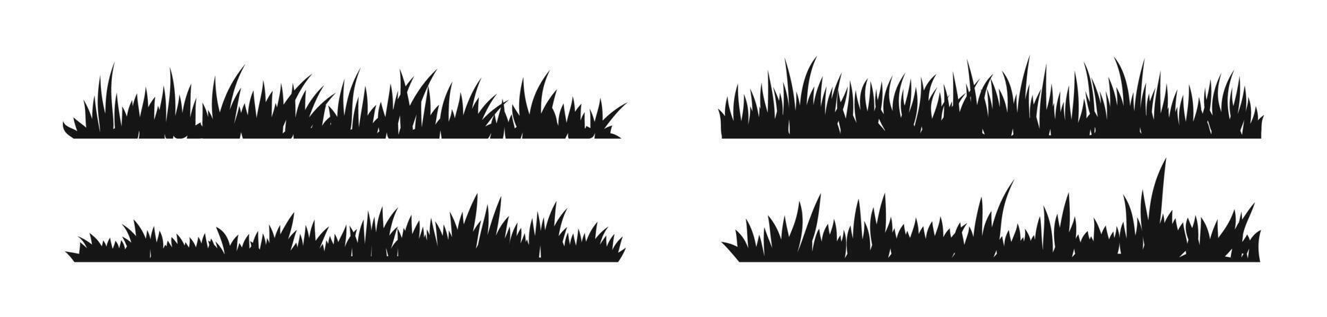 Grass black silhouette illustration. Floral grass field set. vector