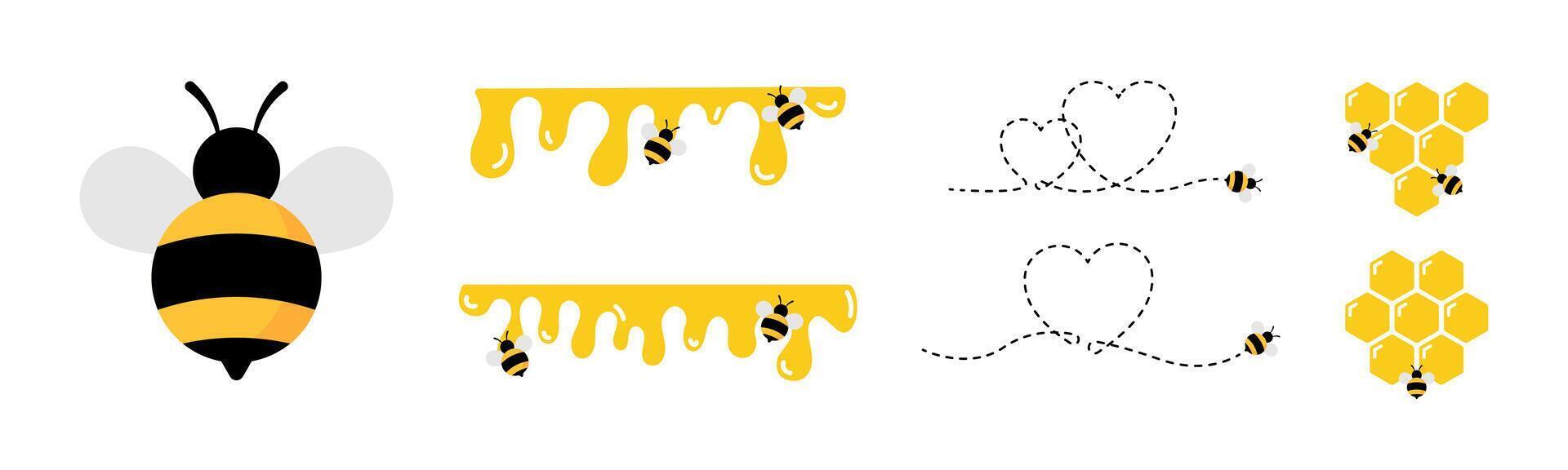 Bee icons. Bee logo. Bee illustration. Beekeeping concept icons. Honeycomb, Honey, Bee vector