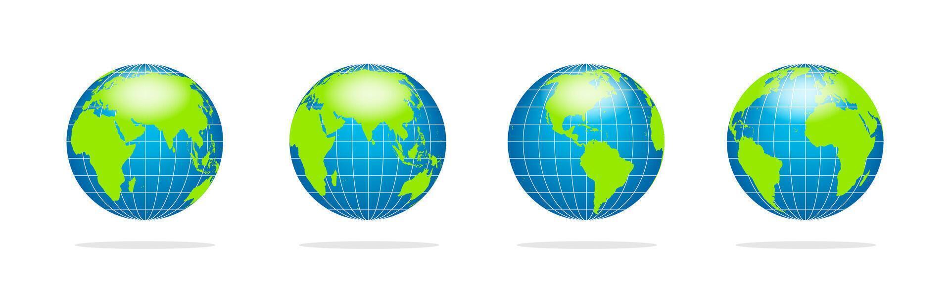 Globe planet illustration collection. Earth globe set. vector