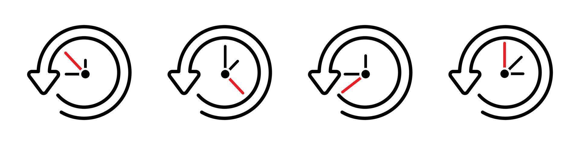 Clock icon set. Time clock icons collection. Line clocks. Time and Clock icons set. Clocks icon collection. vector