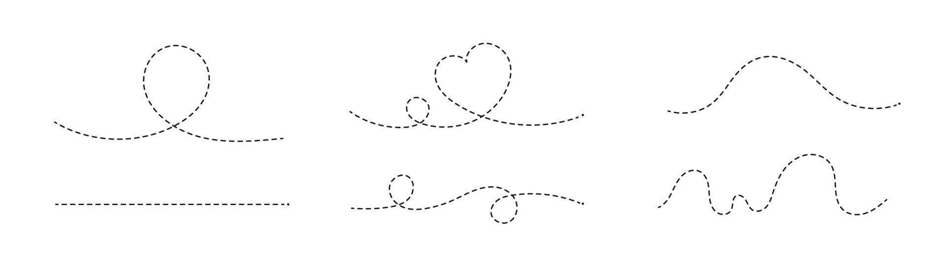 Dotted line set. Line with dots for children drawing collection. vector