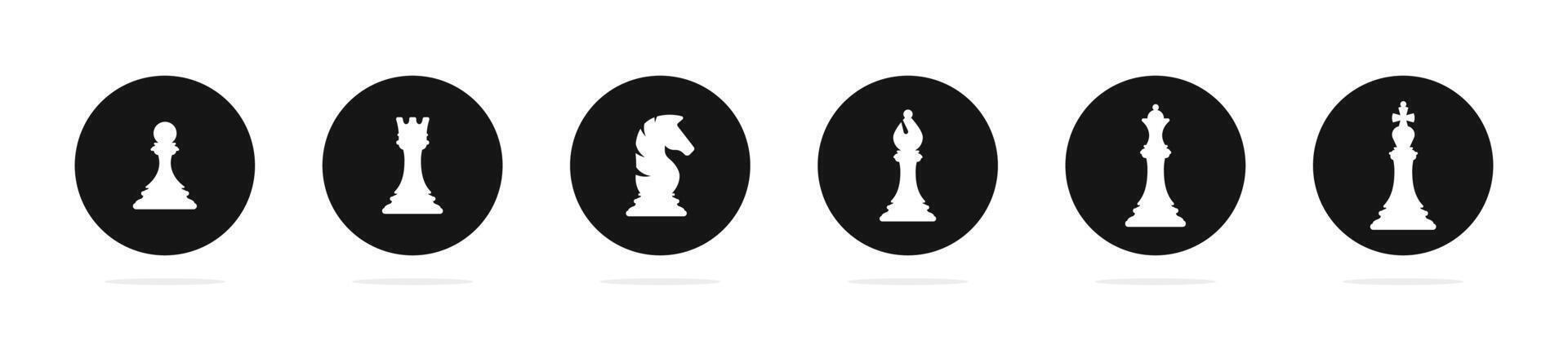 Chess piece icons. Set of chess icons. Chess figures silhouettes. Chess icons. Flat back chess icons. Chess pieces vector