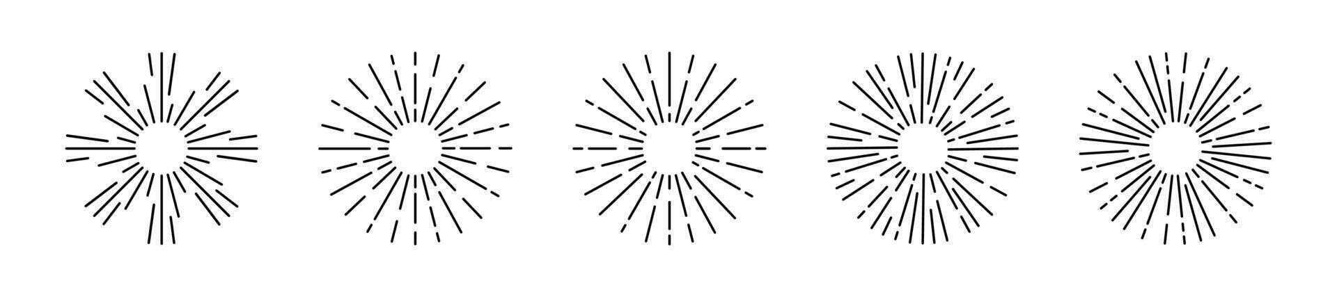 Sunburst illustration. Sunburst set. Star, firework explosion vector