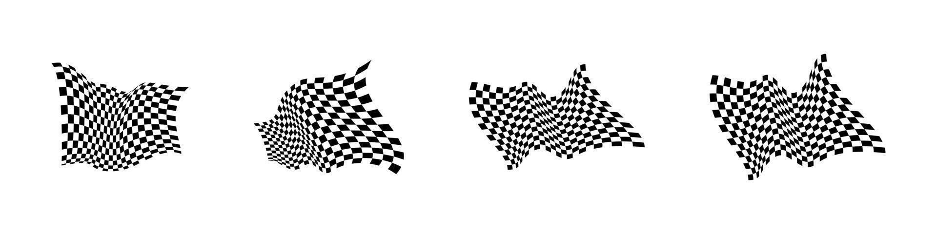 Racing checkered flag waving set. Race flags illustration. vector