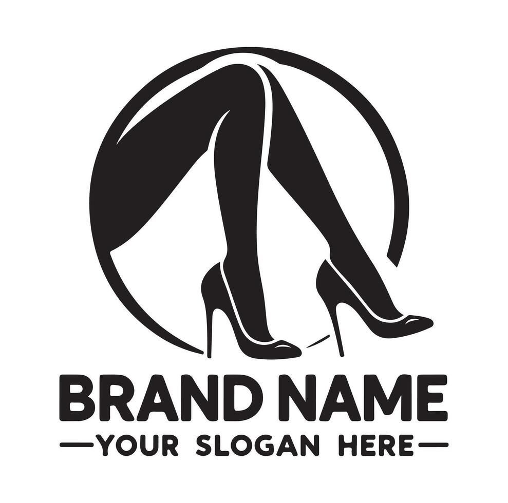 minimal lady shoe logo silhouette vector