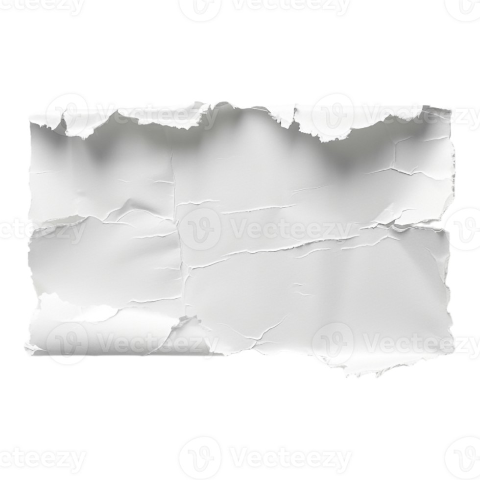 White Braked Paper Rough on Transparent Background png