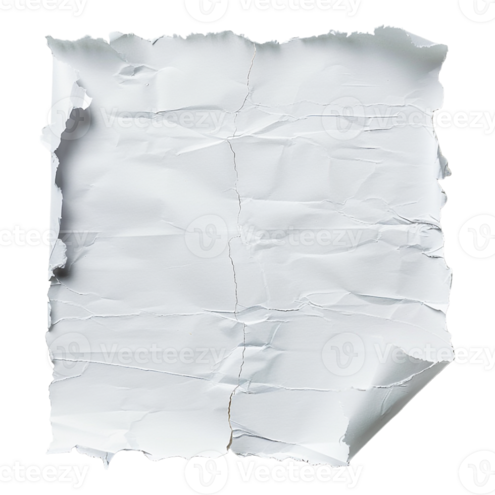 White Braked Paper Rough on Transparent Background png