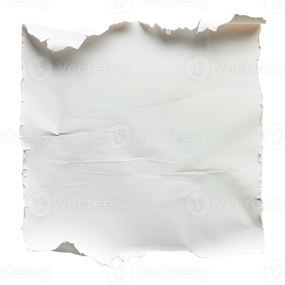 White Braked Paper Rough on Transparent Background png