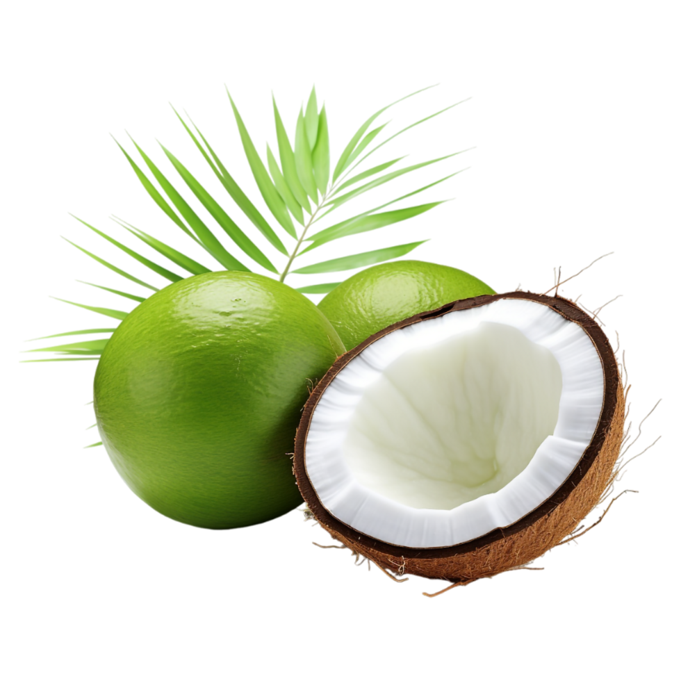 Green Coconut for Summer Season on Transparent Background png