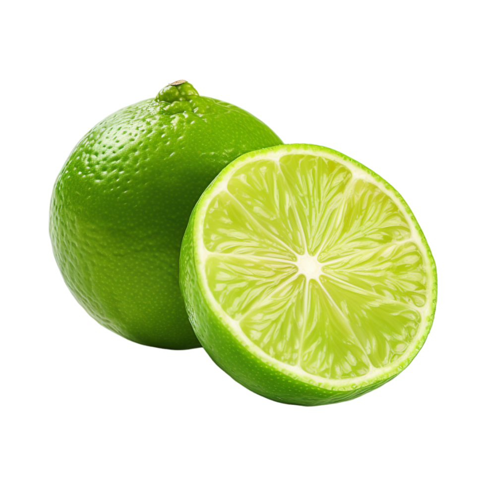 Green Lemon with Slice on Transparent Background png