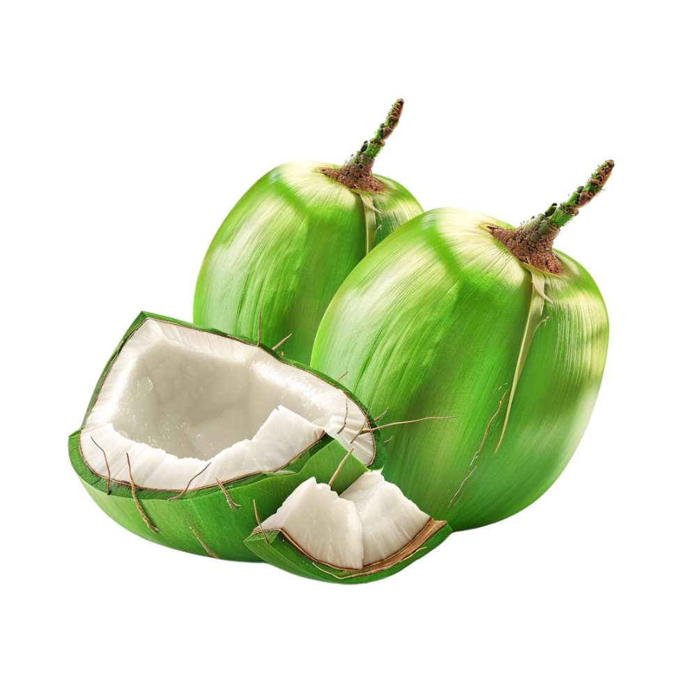Green Coconut for Summer Season on Transparent Background png