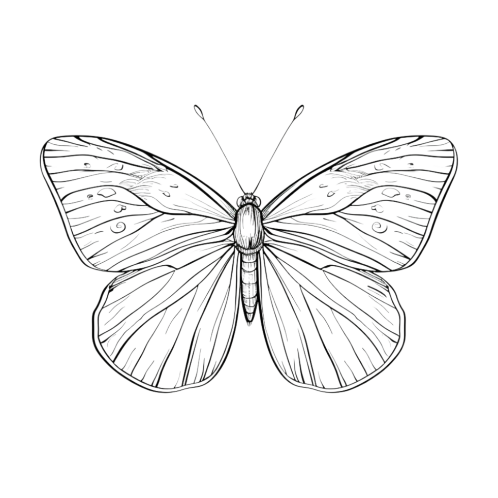 Butterfly Sketch Art on Transparent Background png