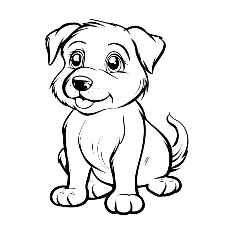 Cute Dog Sketch Art on Transparent Background png