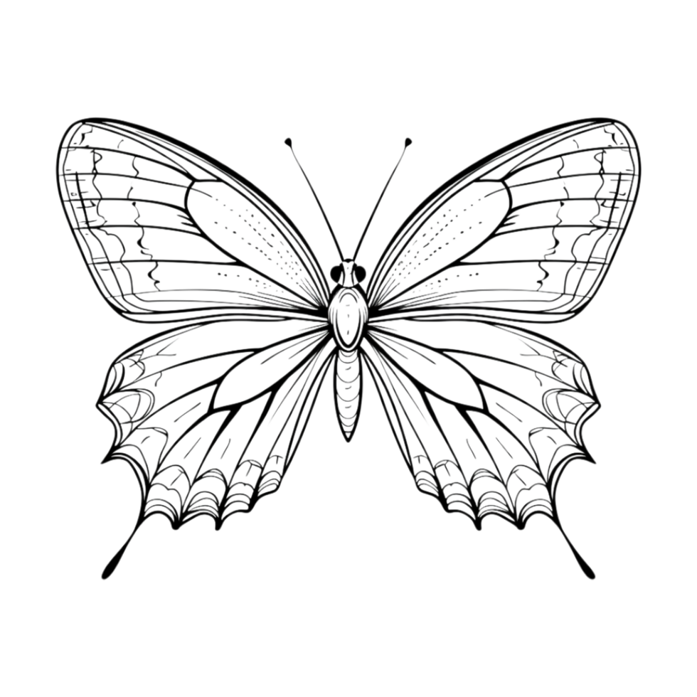 Butterfly Sketch Art on Transparent Background png
