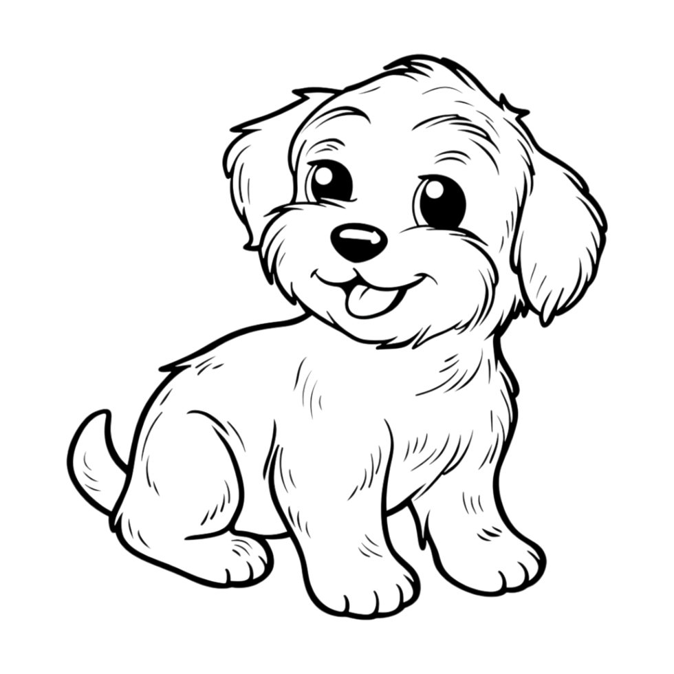 Cute Dog Sketch Art on Transparent Background png
