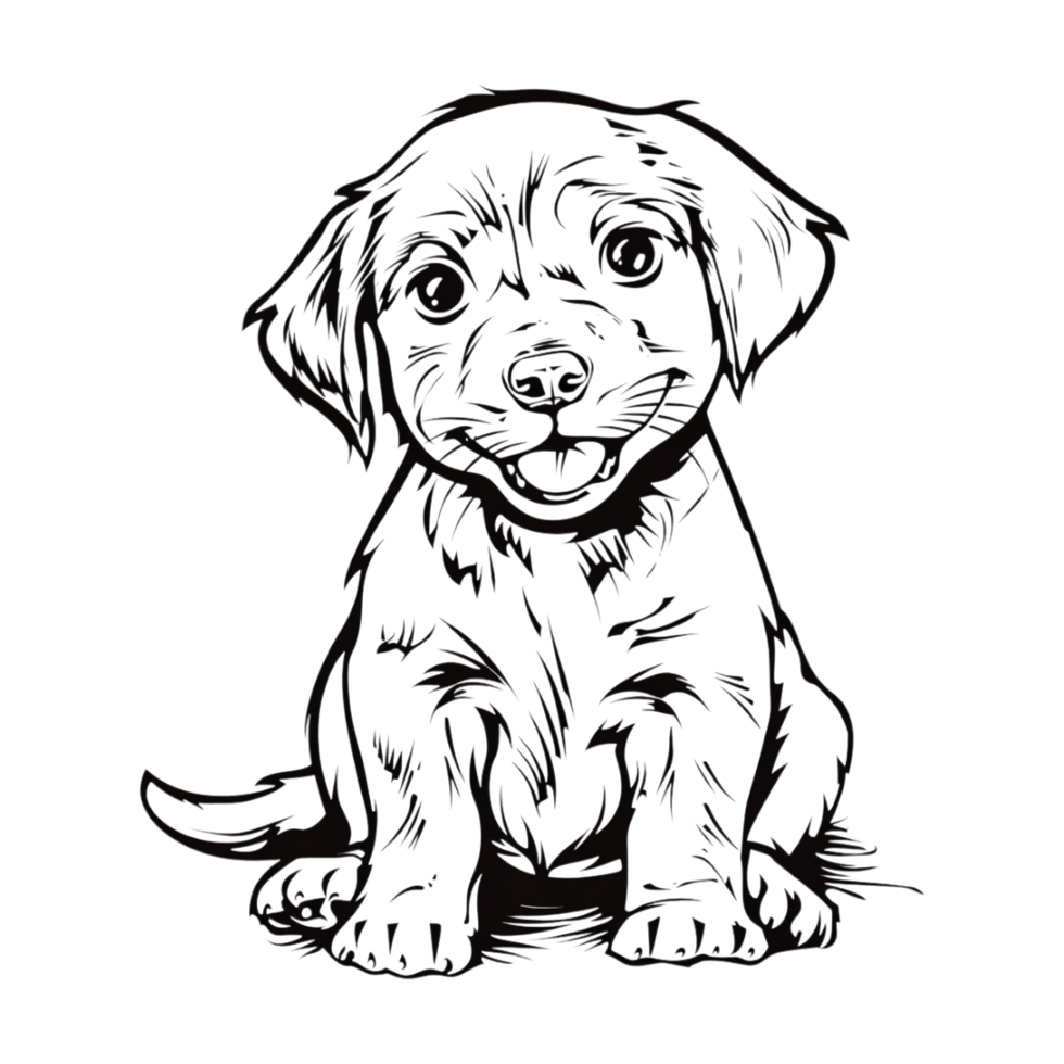 Cute Dog Sketch Art on Transparent Background png