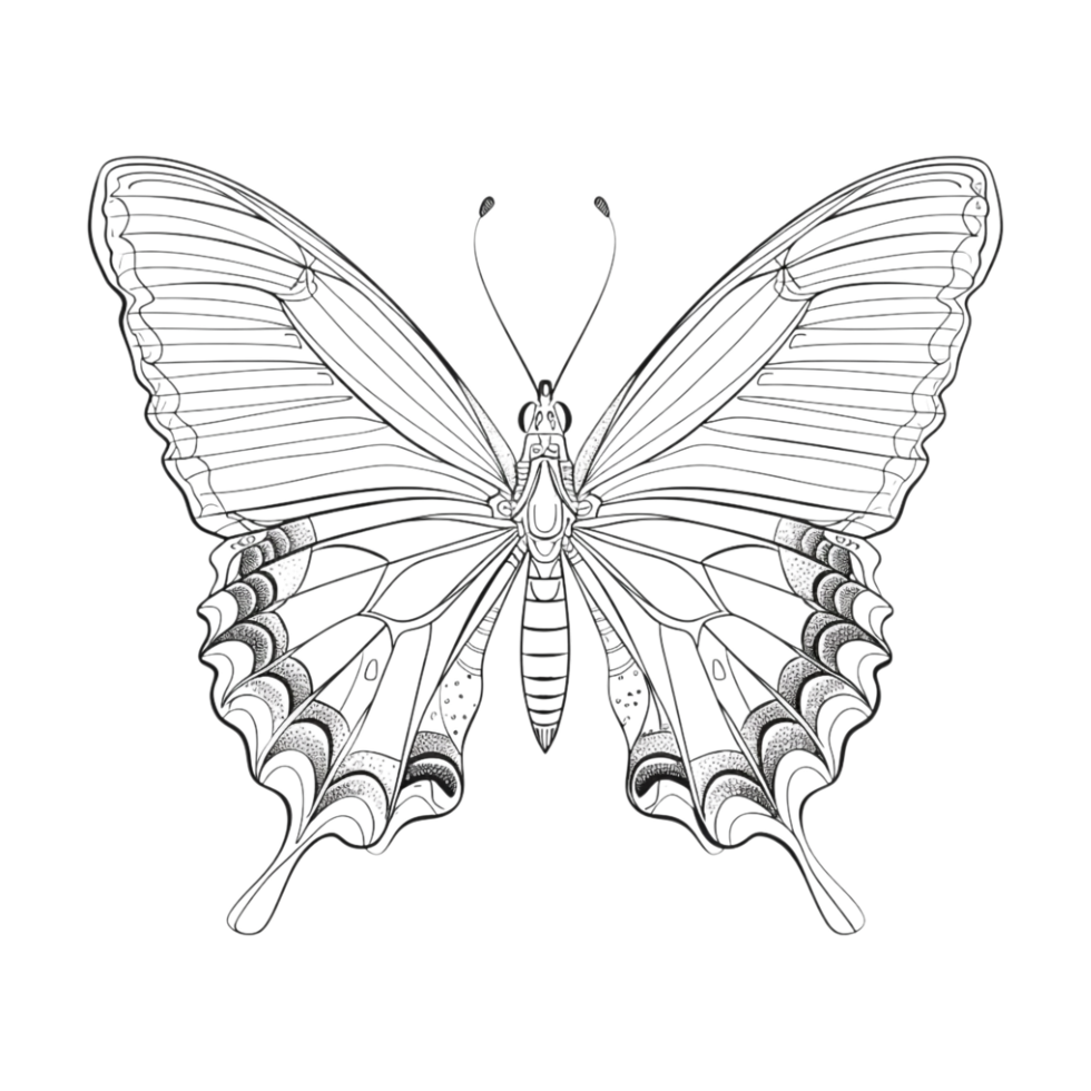 Butterfly Sketch Art on Transparent Background png