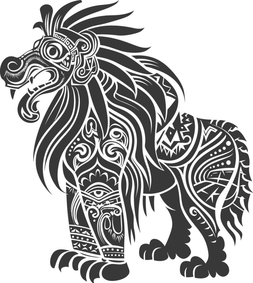 tribal animal using Aztecs style design with engraving style vector