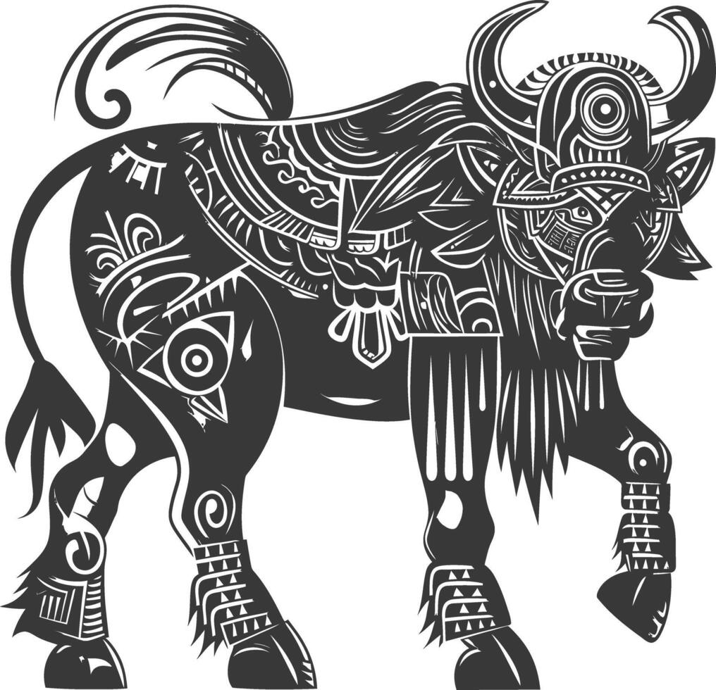 tribal animal using Aztecs style design with engraving style vector
