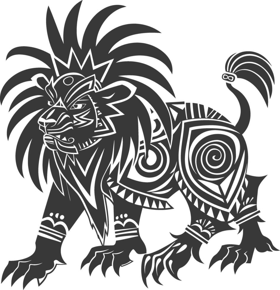 tribal animal using Aztecs style design with engraving style vector