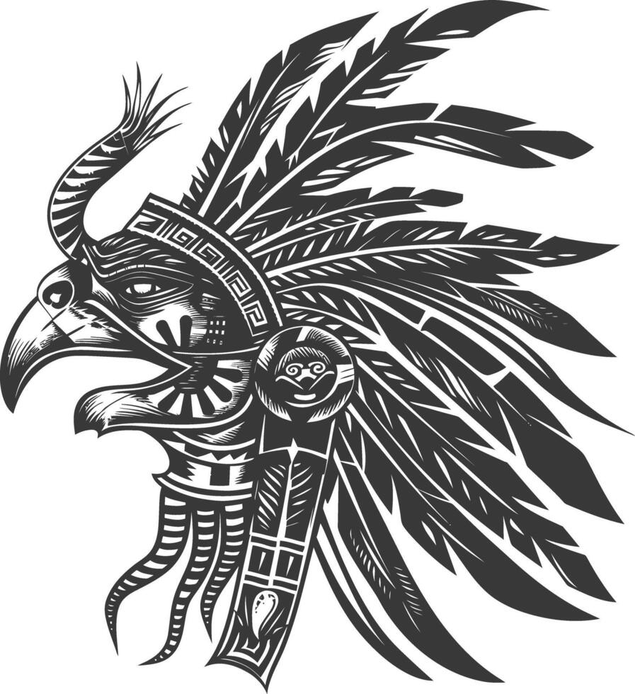 tribal animal head Aztecs style design with engraving style vector
