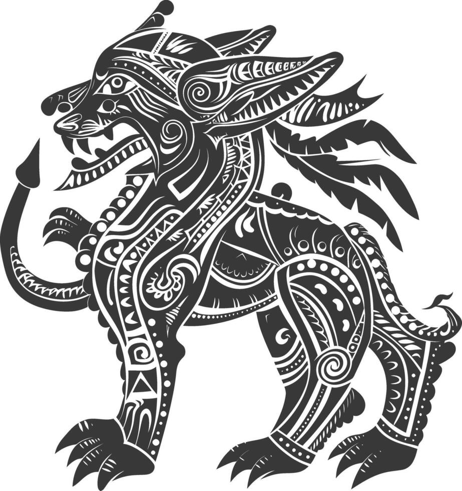 tribal animal using Aztecs style design with engraving style vector