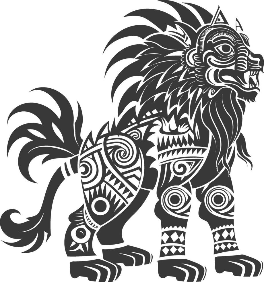 tribal animal using Aztecs style design with engraving style vector