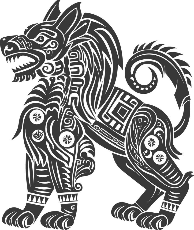 tribal animal using Aztecs style design with engraving style vector